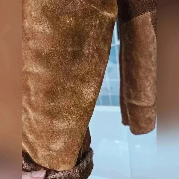 Brown 70's Retro Fuzzy Jacket with Collar Size Medium - Picture 9 of 11